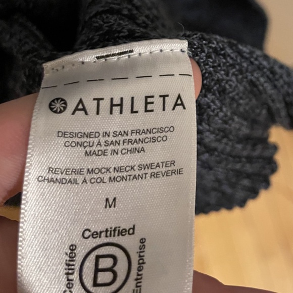 Athleta Size Medium Mock Neck Blue-Black Sweater - Picture 3 of 5